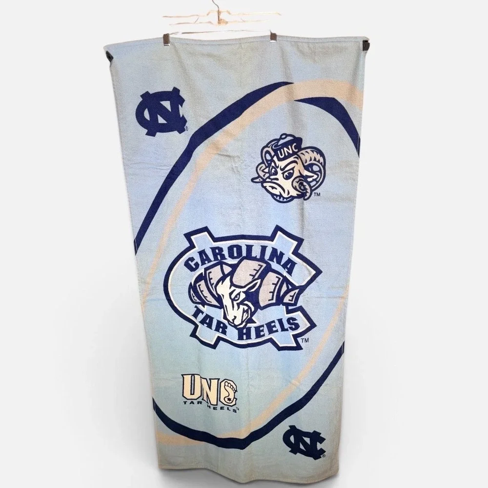 UNC Tar Heels Beach Towel Carolina Blue Rameses Mascot Large 30x59 NCAA